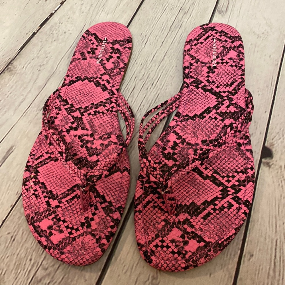 Hot pink snakeskin sandals